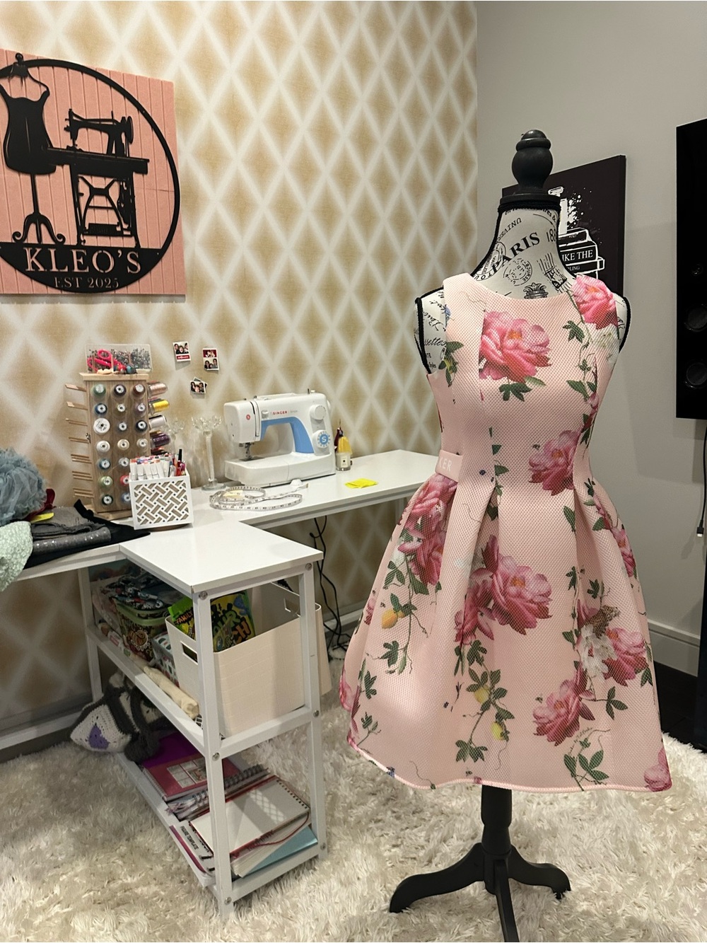 Ted Baker Pink Floral Fit-and-Flare Girls Dress